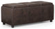 Modern Storage Ottoman, 3 Cushioned Flip Over Serving Trays, Distressed Brown