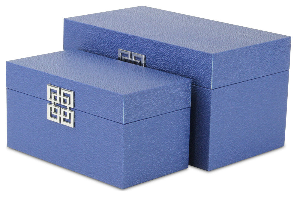 Galena "Double Happiness" Faux Shagreen Box Set, Navy Blue