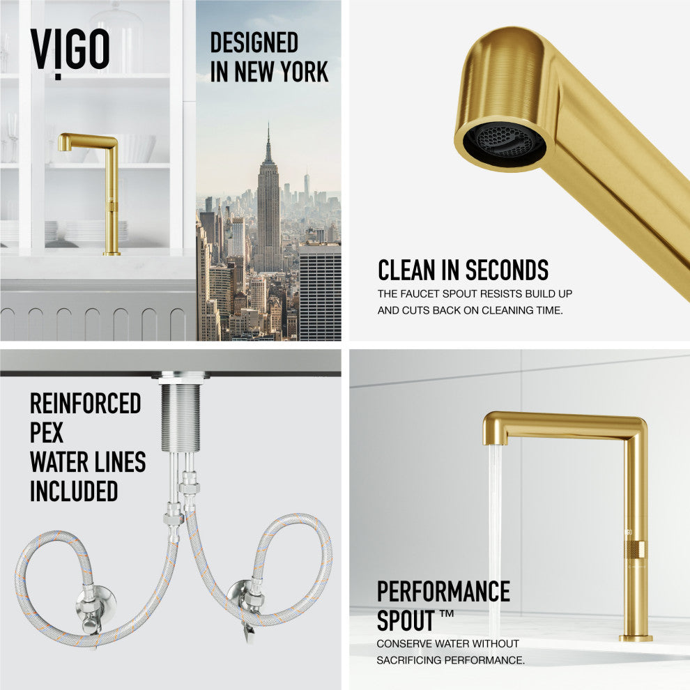 VIGO Jewel 11 in. H Single Handle Kitchen Bar Faucet, Matte Brushed Gold