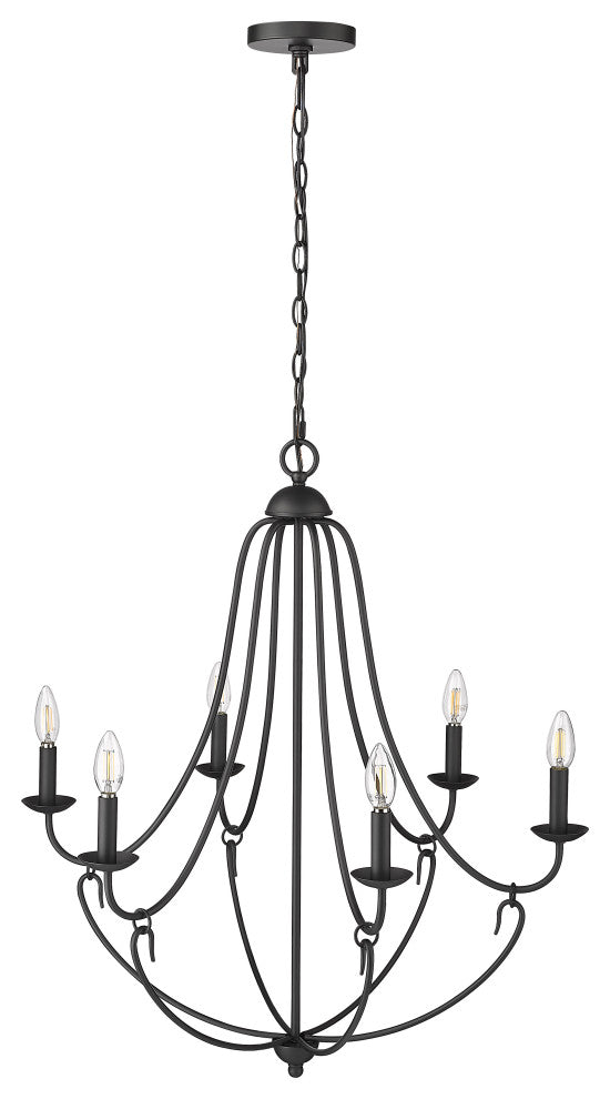6 Light 28.5 in. Matte Black Chandelier