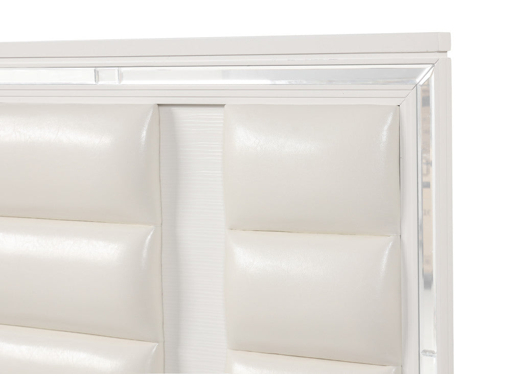 Genoa White Wood Frame Queen Panel Bed