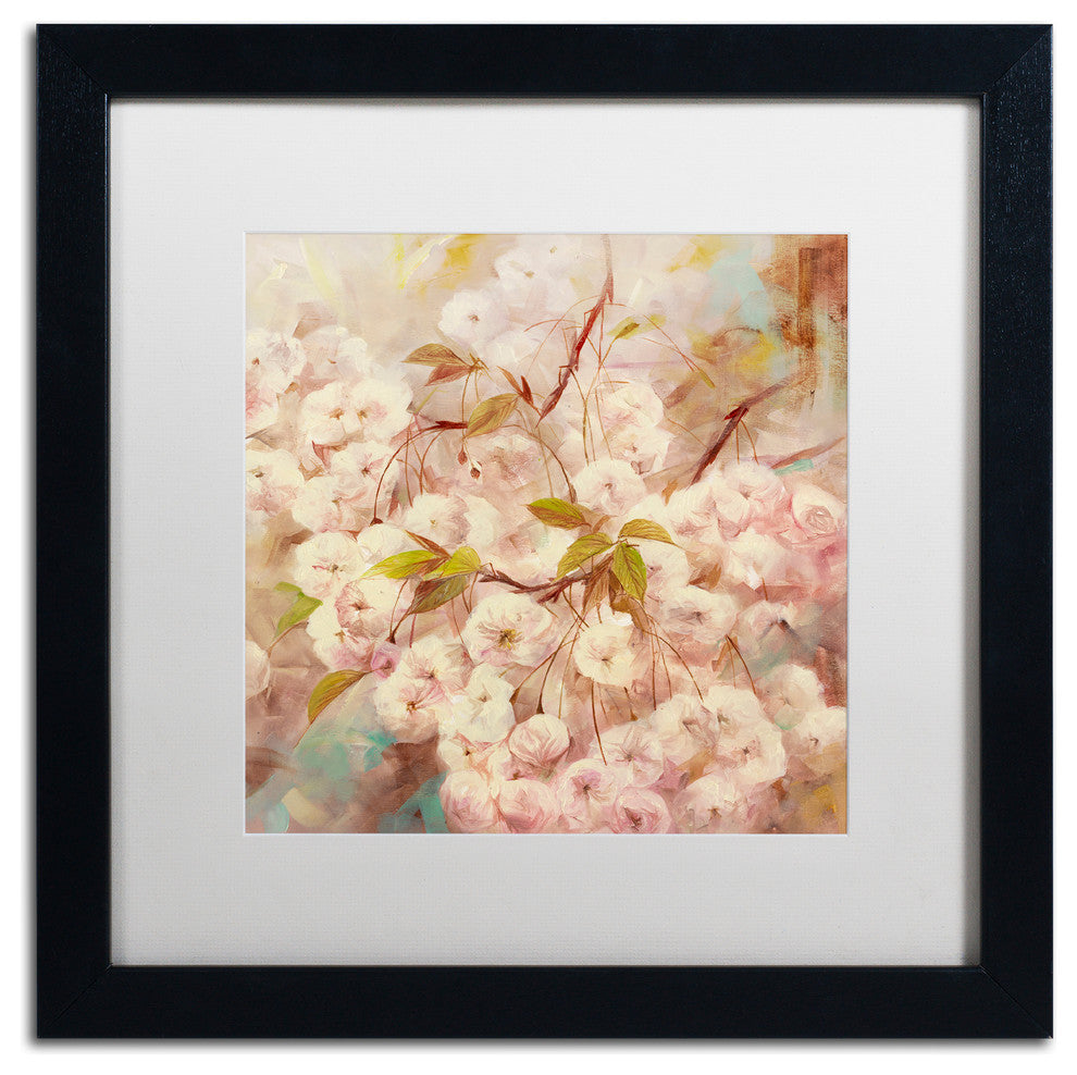 'Rose Bush I' Matted Framed Canvas Art by Li Bo