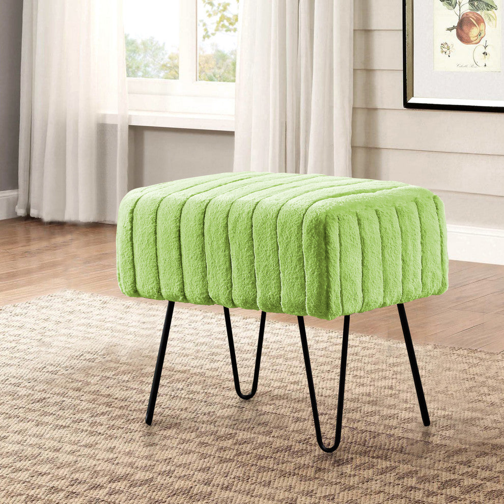 Serenta Super Mink Ottoman, Nile Green, 19''x13''x17''