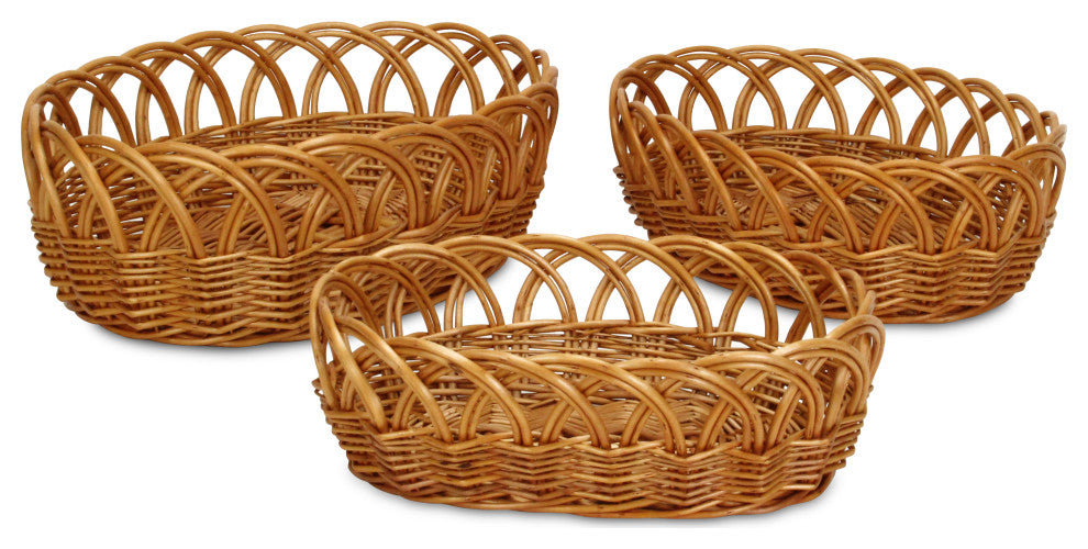 Accalia Medium Brown Willow Oval Basket Set