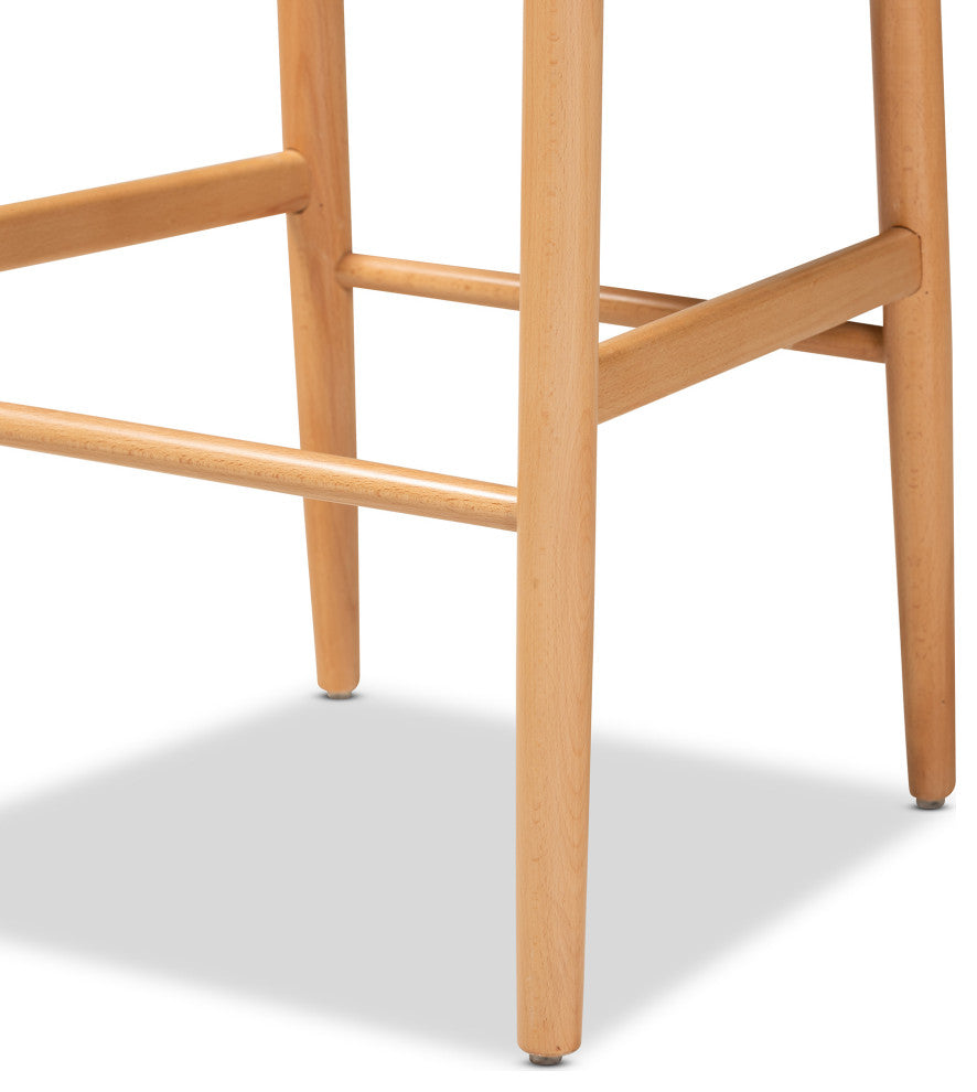 Meike Modern Collection, Set of 2, Beige/Oak Brown, Bar Stool