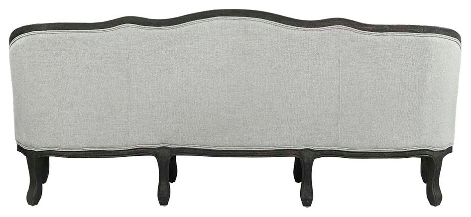 Acme Samael Sofa With 3 Pillows Gray Linen and Dark Brown Finish