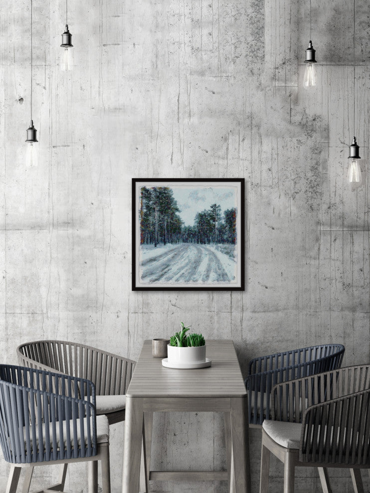 "Snowy Road" Framed Painting Print, 24x24