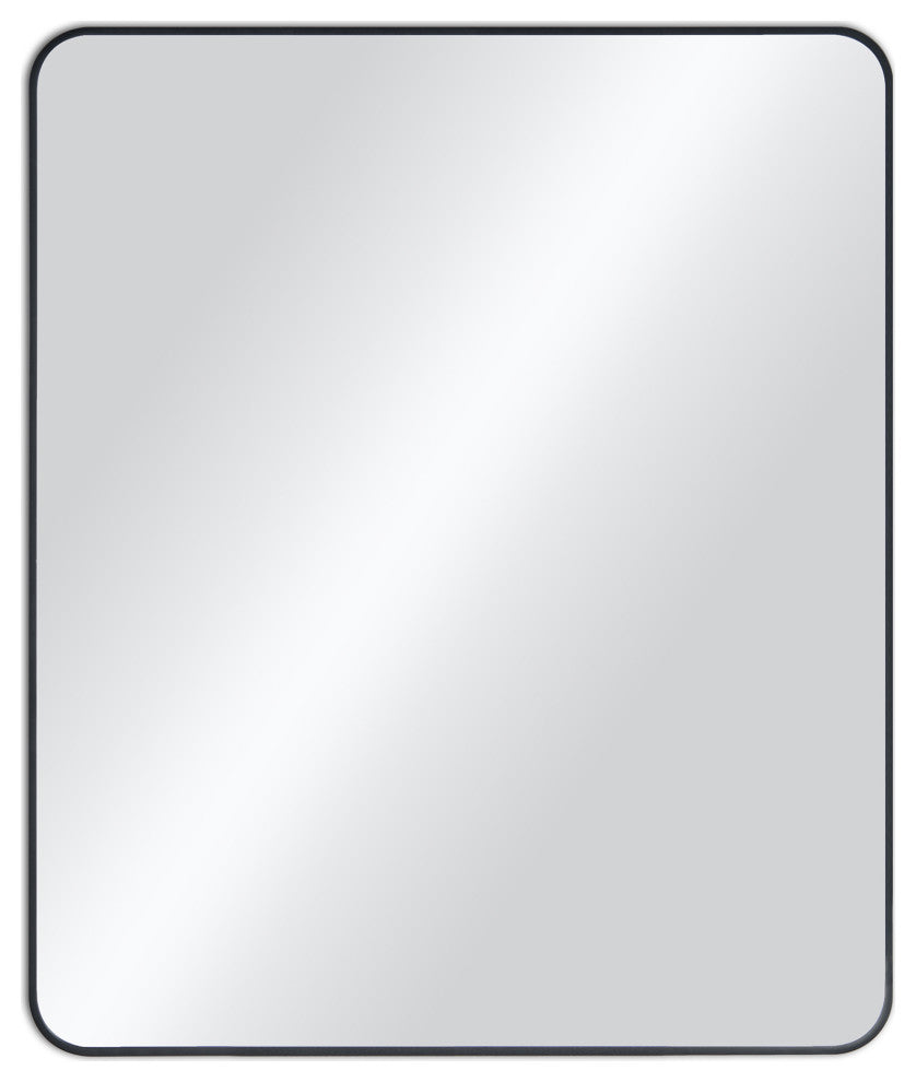 30"x36" Shatterproof Wall Mount Metal Frame Mirror, FM1-3036, Matte Black