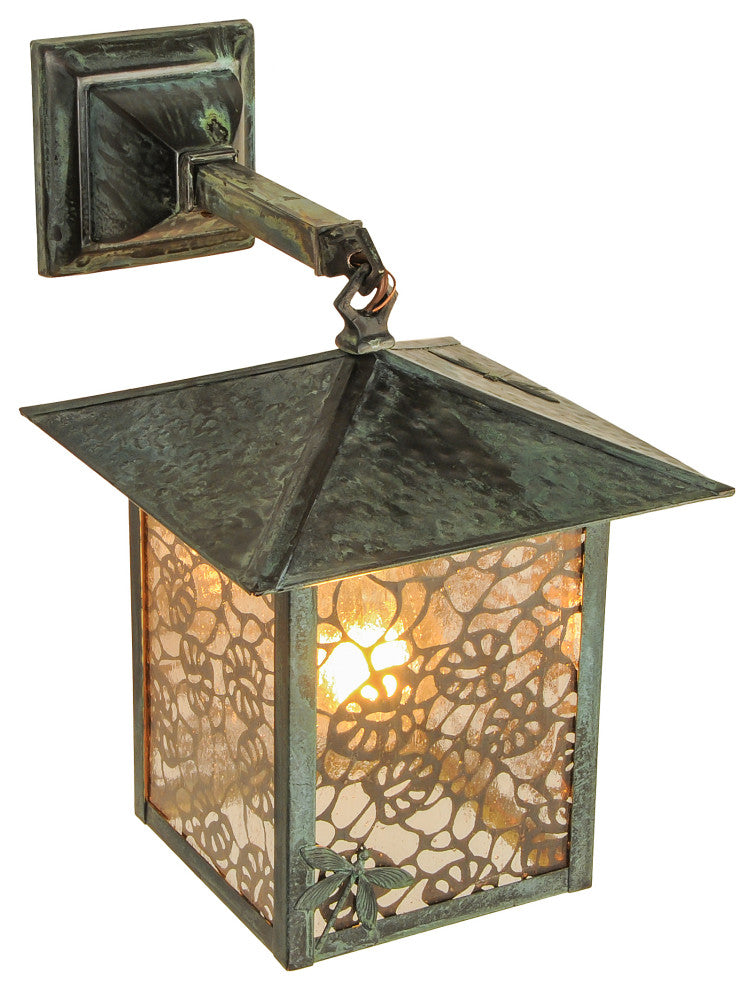 9W Seneca Lotus Leaf and Dragonfly Hanging Wall Sconce