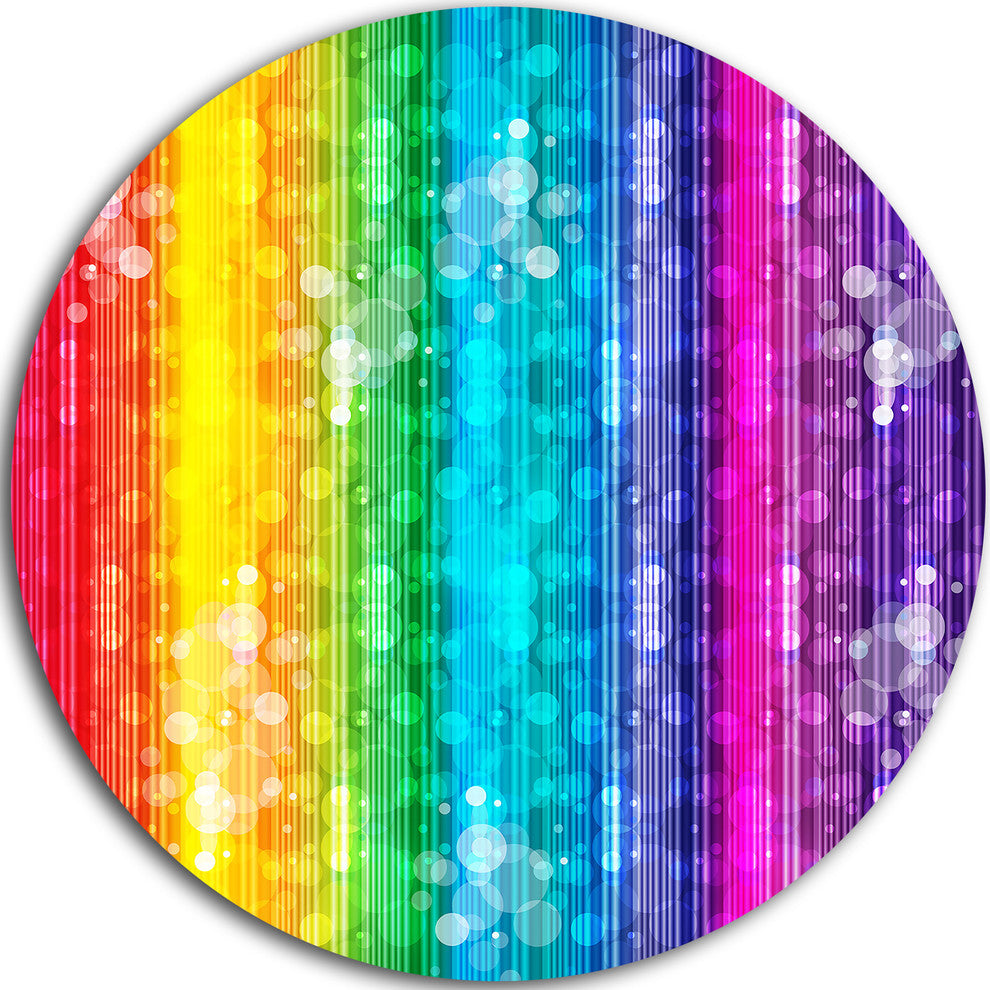 Rainbow Effects Illustration, Abstract Large Disc Metal Wall Art, 23"