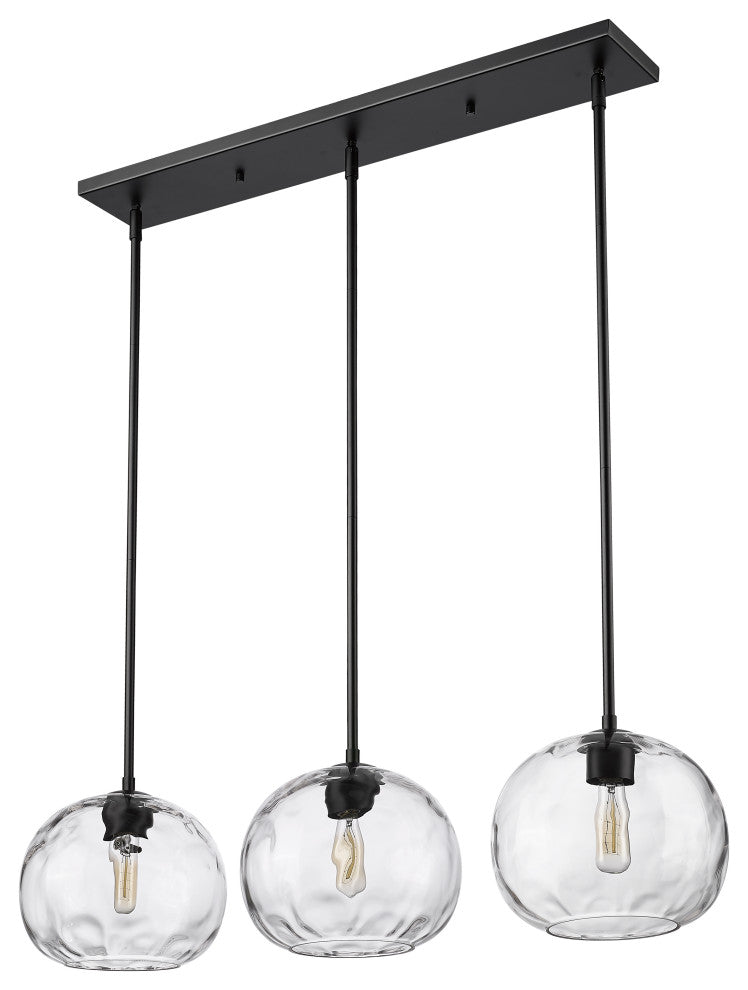 Z-Lite 3-Light Linear Chandelier,Matte Black