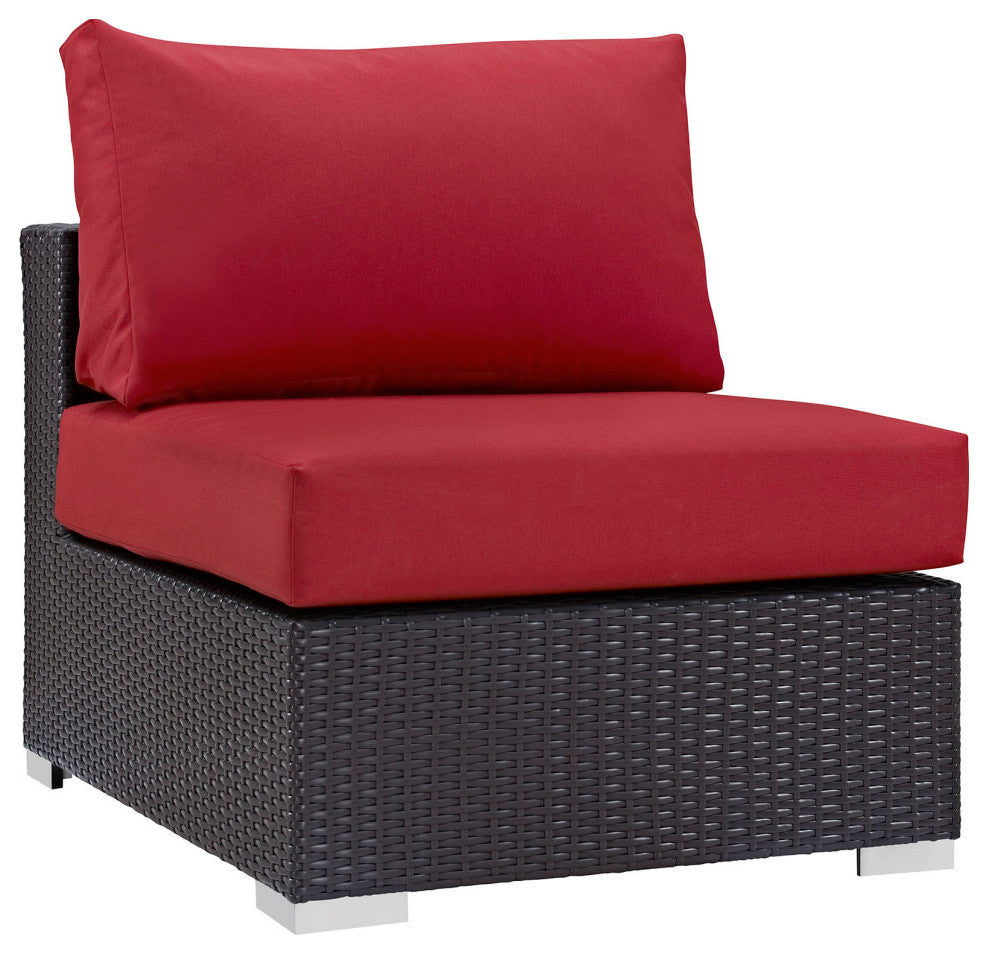 Modway Convene 7-Piece outdoor Patio Sectional Set, Expresso Red