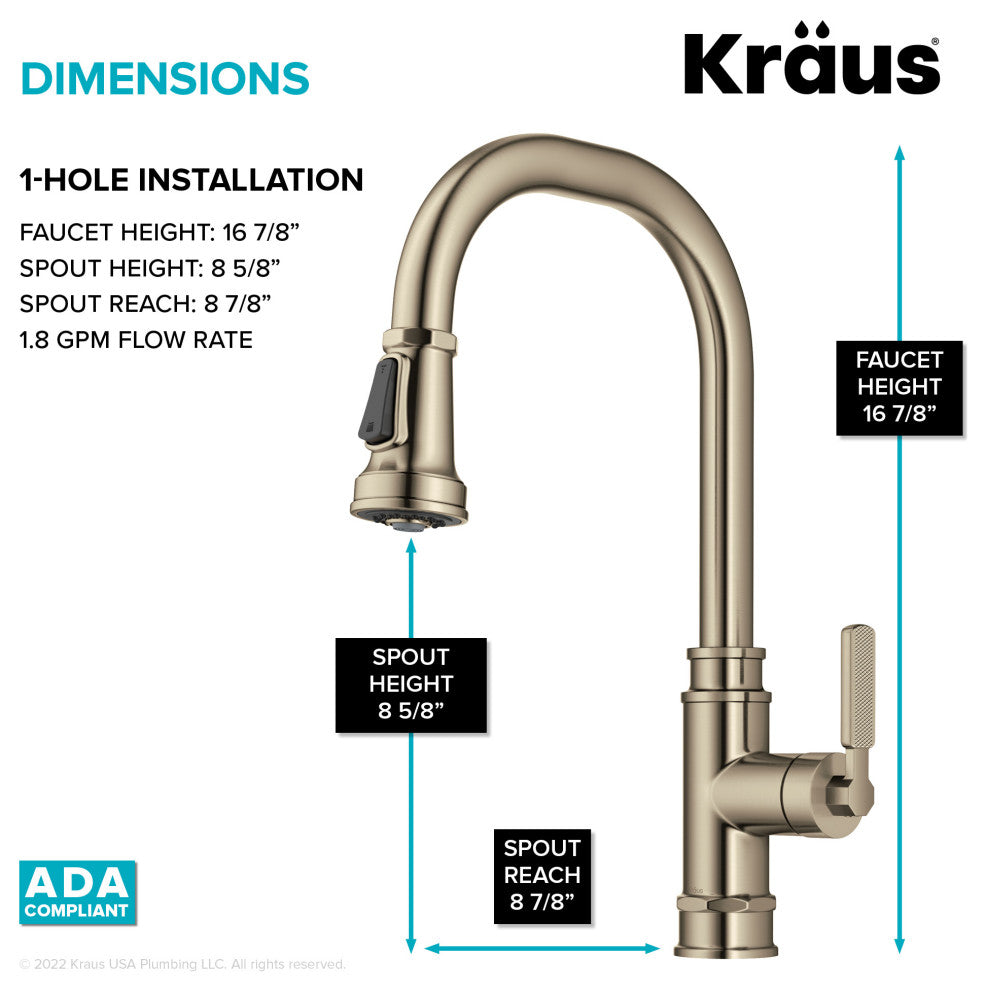 Sellette Pull-Down Kitchen Faucet, Spot Free Antique Champagne Bronze