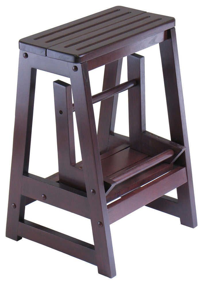 Winsome Ascend Double Transitional Solid Wood Step Stool in Antique Walnut