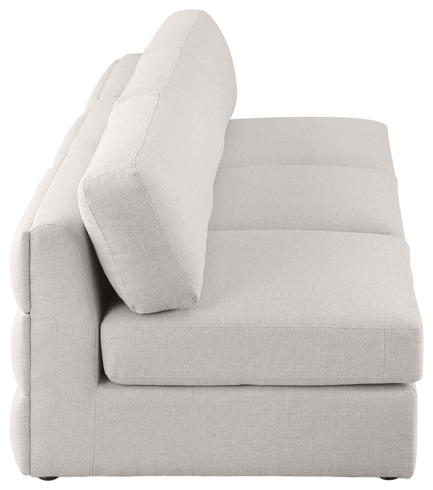 Beckham Linen Textured Fabric Upholstered 3-Piece Modular Sofa, Beige