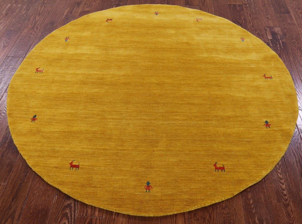 6' Round Persian Gabbeh Hand Knotted Wool Rug - Q15154