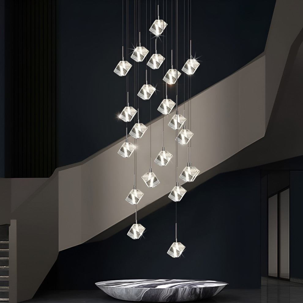 Nice | Crystal Staircase Chrome Chandelier, L26