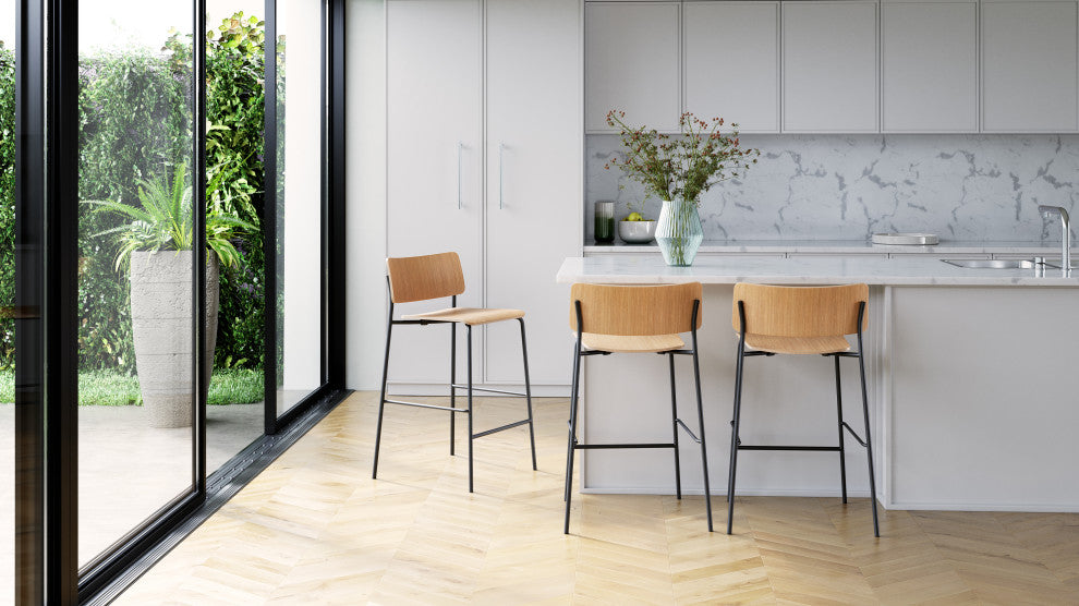 Mia Barstool, American White Oak With Metal Frame, Counter Height (Seat H: 25.5'