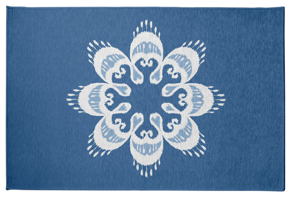 Ikat Mandala Chenille Rug, Blue, 4'x6'