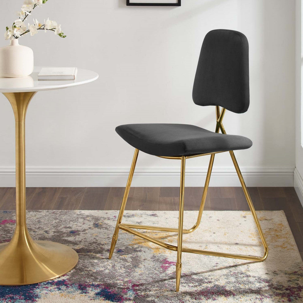 Black Velvet Gold Counter Stool, Paluch Noah Kitchen Counter Stool, Glam Luxe