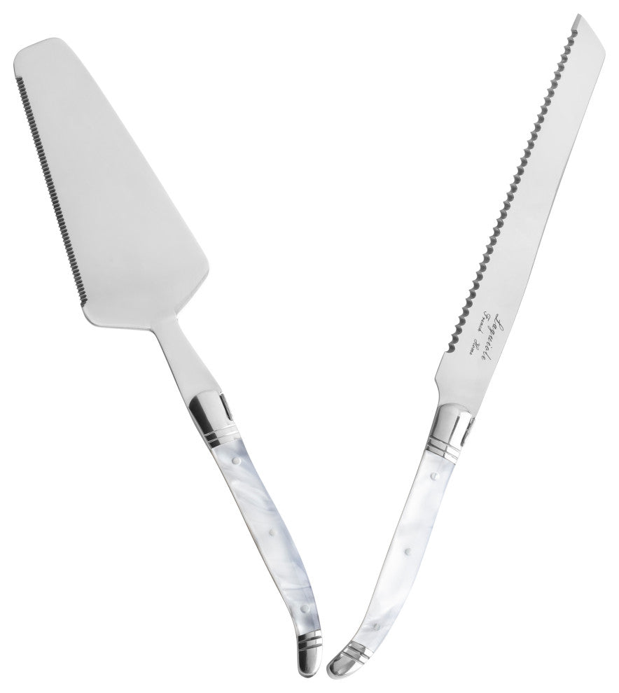 French Home Connoisseur Laguiole 2-Piece Pearl White Cake and Pie Server Set
