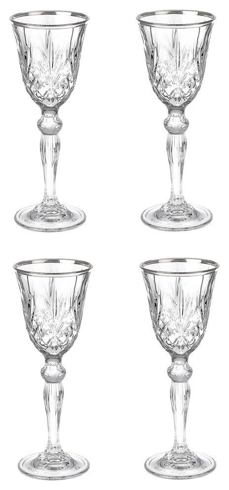Reagan Collection Set of 4 Crystal Cordial Liquor Glass with silver band design