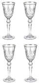 Reagan Collection Set of 4 Crystal Cordial Liquor Glass with silver band design