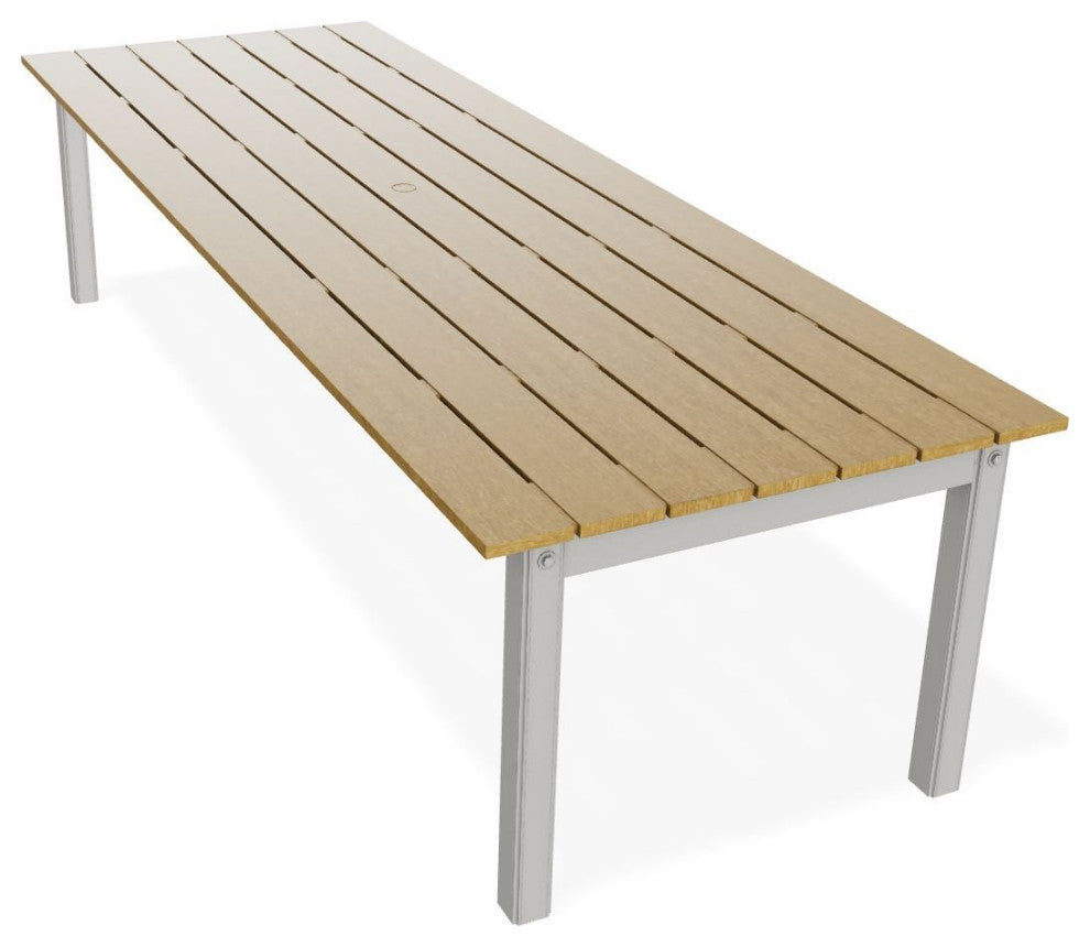 42" x 120" Rustic Extendable Outdoor Dining Table, Snow