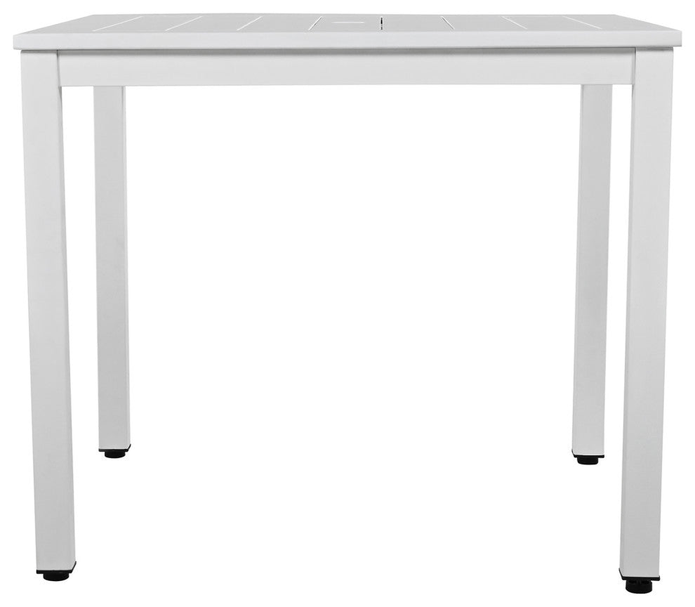 5-Piece Outdoor Steel Patio Dining Set with table and four chairs, White