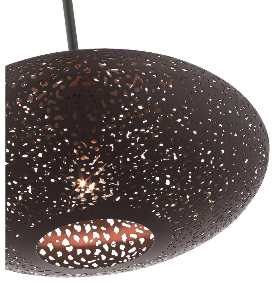 Livex Lighting Charlton 1 Light Bronze With Antique Brass Accents Medium Pendant