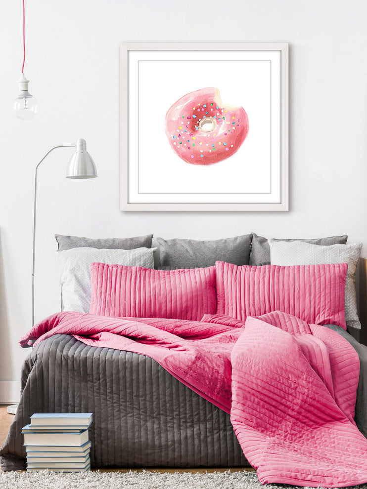 "Donut Bite" Framed Painting Print, 24"x24"