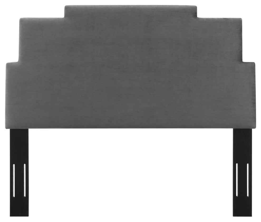Headboard, King Size, Velvet, Dark Gray, Modern Contemporary, Bedroom