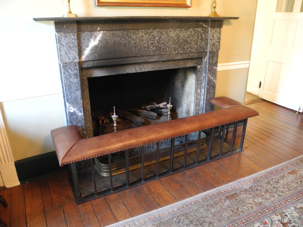 Square Dip English Fireplace Bench, Not Upholstered, 61x16x19, On-Hearth