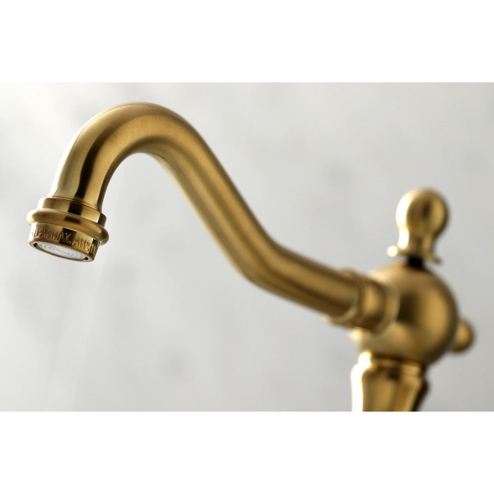 Kingston Brass Widespread Bathroom Faucet With Brass Pop-Up, Brushed Brass