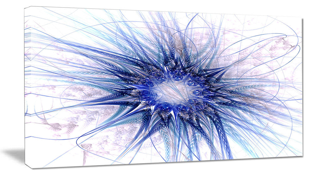 Blue Light Fractal Flower Texture, Abstract Canvas Art Print, 40x20