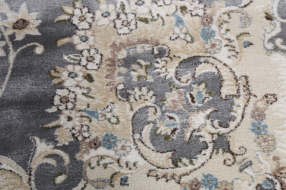 Grey Floral Medallion Transitional Turkish Rug Oriental Carpet 10x10