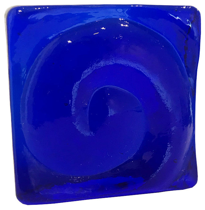 2x2 Snails Hand Poured Glass Tile, Cobalt