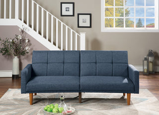 Black Linen-Like Fabric Adjustable Sofa, Navy
