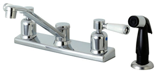 Kingston Brass 8" Centerset Kitchen Faucet With Sprayer, Polished Chrome