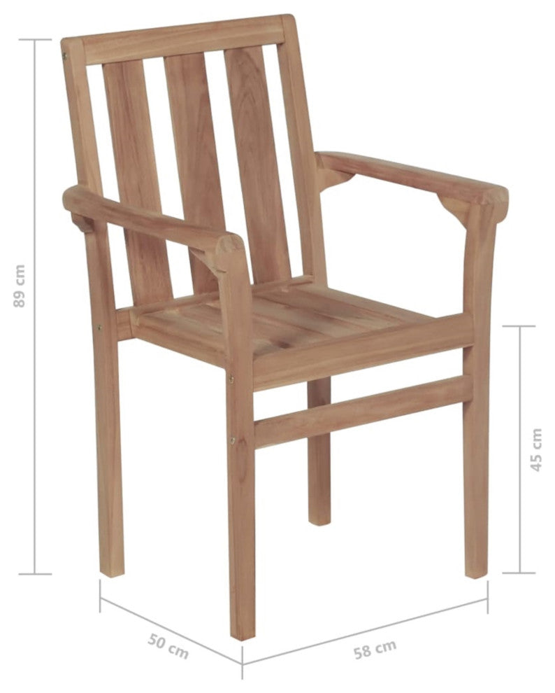 Vidaxl Stackable Garden Chairs, Set of 4, Solid Teak Wood