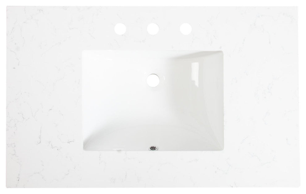 36 In Solid Wood Bathroom Vanity with Quartz Top and cUPC Certified Sink, Titanium Grey