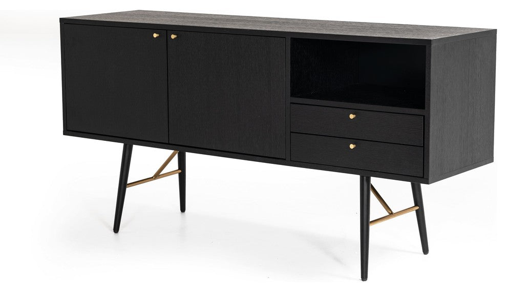 Modrest Billy Modern Black Oak and Gold Buffet