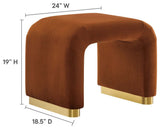 Koda Performance Velvet Waterfall Stool - Brass Rust