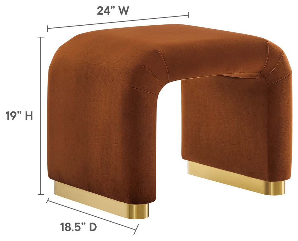 Koda Performance Velvet Waterfall Stool - Brass Rust