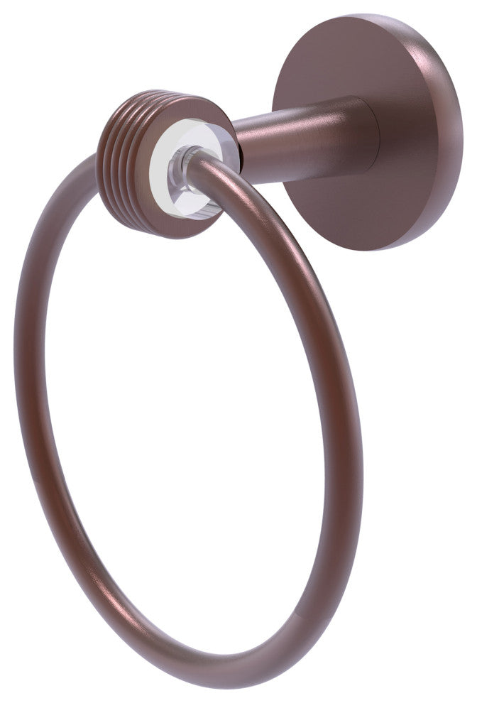 Clearview Towel Ring with Groovy Accents, Antique Copper