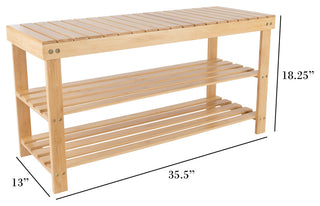 2 Tier Bamboo Shoe Rack Bench Storage Organizer by Lavish Home