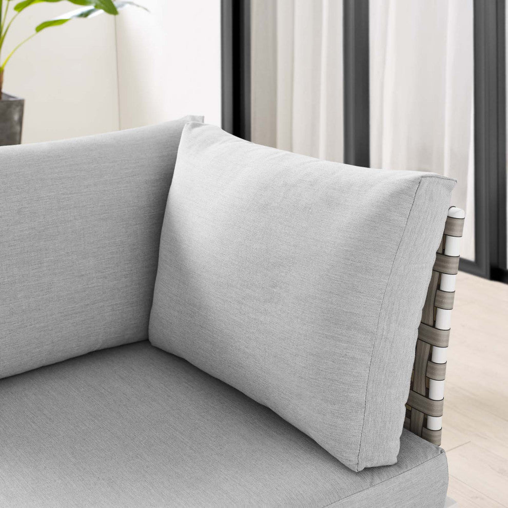 Sofa Corner Chair, Sunbrella, Aluminum, Metal, Gray, Modern, Outdoor Patio