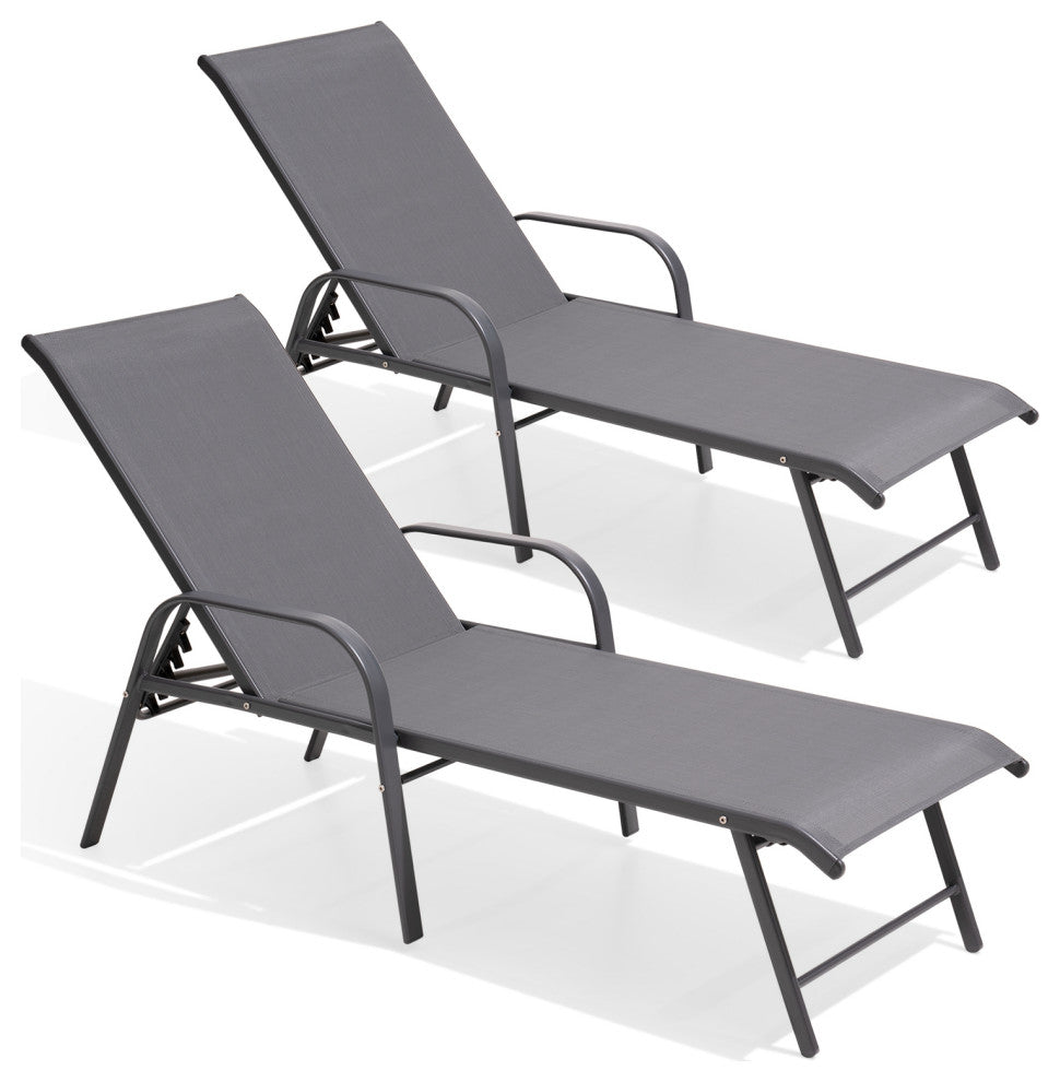 Aluminum Chaise Lounge Chair, Adjustable Outdoor Recliner, Gray