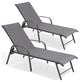 Aluminum Chaise Lounge Chair, Adjustable Outdoor Recliner, Gray
