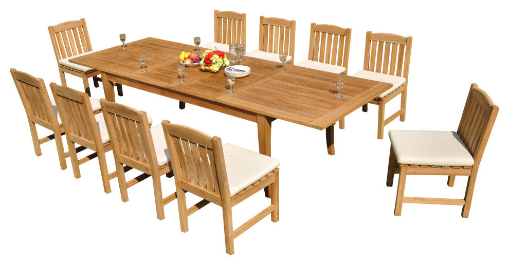 13-Piece Outdoor Teak Set: 122" X-Large Rectangle Table, 12 Devon Armless Chairs